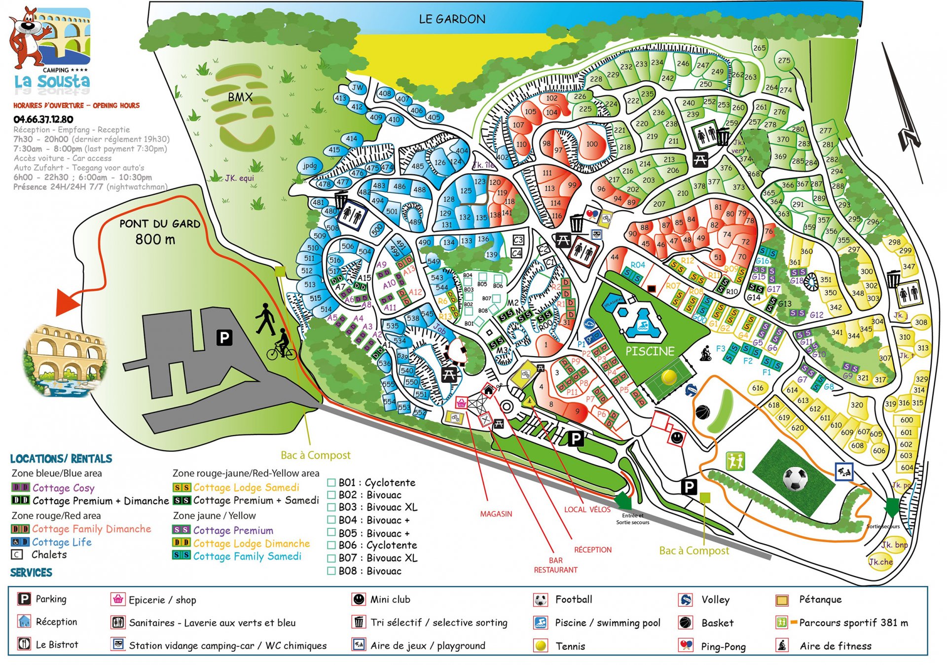 Karte la Sousta campingplatz